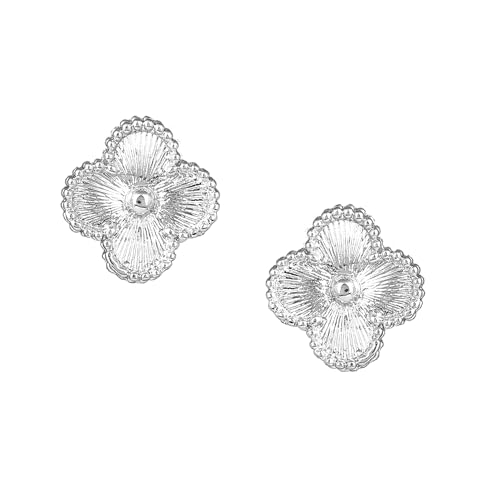 Gehena by Estele Jewellery Fashion Stud Earrings for Girls & Women Rhodium Plated Stylish & Trendy Four Leaf Clover Style Floral Designer Minimal Stud Earrings/Ear Tops Versatile Chic for Women/Girls (B0D76RSTFH) Amazon Price History, Amazon Price Tracker