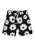SOLY HUX Men's Floral Graphic Print Drawstring High Waist Shorts Casual Shorts with Pockets Black Floral Medium