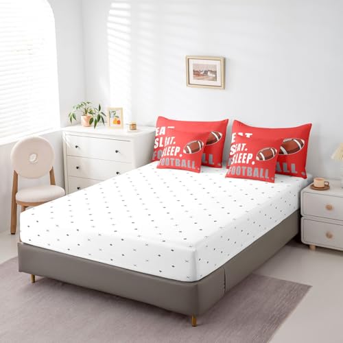 Image of Feelyou American Football Comforter Set Twin Size 7 Piece for Boys