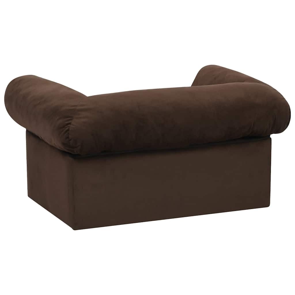 Sofa dla psa z szufladą, brązowa, 75 x 50 x 38 cm, pluszowe drewno sosnowe, tapicerowana, z poszewką nadającą się do prania, antypoślizgowa powierzchnia do leżenia dla szczeniaków, seniorów