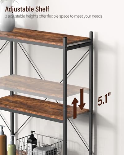 Evermagin 5-Tier Over Washer and Dryer Shelves - Adjustable Laundry Room Storage Shelf with Clothes Drying Rack, Freestanding Washing Machine Organizer, 65.7" L x 13.4" D x 77.9" H, Rustic Brown