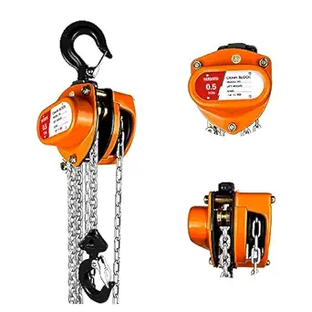 YATOINTO Chain Hoist 1/2 Ton (1100Lbs) Capacity 10FT, Manual Hand Lift Chain Block Hoist with 2 Heavy Duty Hooks, Industrial Grade Structures, Hand Chain Hoist for Garages Automotive Machinery