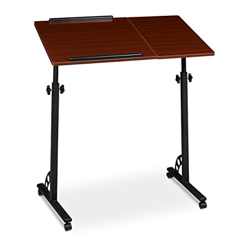 Table ordinateur portable bois acajou design élégant et structure robuste Relaxdays