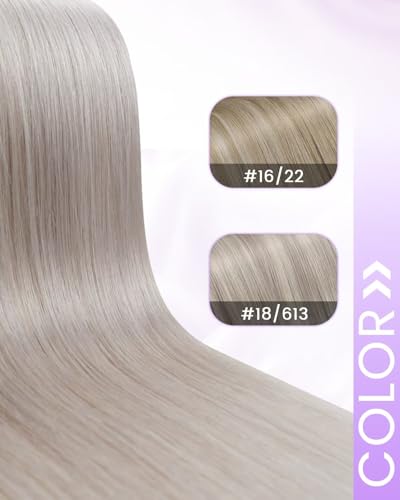 Image of LaaVoo Clip in Hair Extensions Real Human Hair Blonde Hair Extensions Clip ins Blonde Human Hair Clips in Extension Straight 24 Inch 7pcs /150g