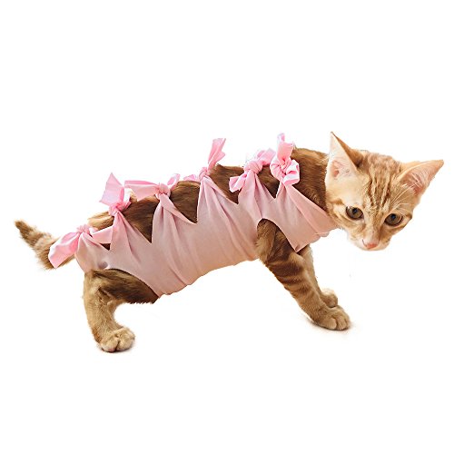 FIRIK Traje de Recuperación para Mascotas de Algodón Profesional Esterilización Operación Ropa para Gatos y Perros Rosa XS
