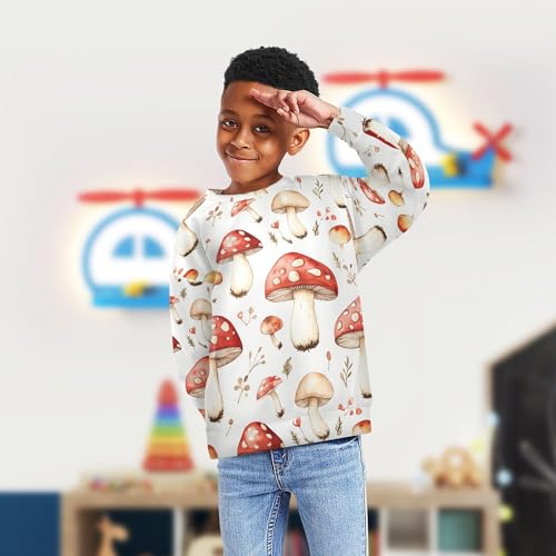 JUNZAN Cartoon Cute Mushrooms Kids Girls Sweatshirt Hoodie Long Sleeve Hoodie for Boys Athletic 4T4