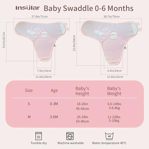 Image of insular Baby Swaddle Wrap, Swaddle Blanket for Newborn and Infant, Adjustable Swaddling Set for Boy and Girl, Soft Cotton Baby Sleep Sack 3 Pack, Ice Cream, Medium(3-6 Month)