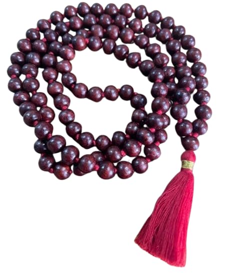 Lal Chandan Mala 108 Beads Original Lab Certified Round Bead Red Sandalwood Mala 8mm Knotted with Thread लाल चंदन की माला Energized Mala for Men & Women by IRIS GEMS-image-5