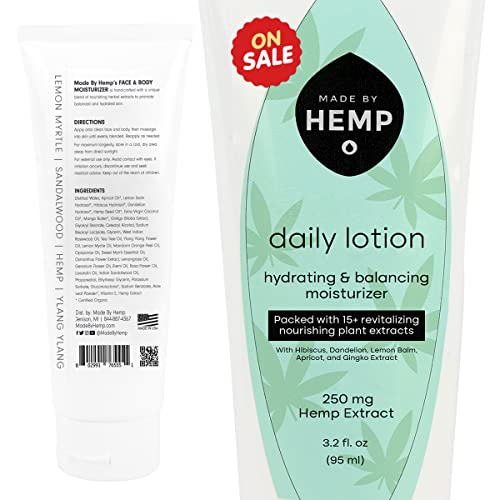 Made by Hemp - Hemp Hand Cream with Hemp Seed Oil - Herbal Scent - Hemp Body Lotion For Women - Hemp Lotion for Dry Chapped Hands- 250mg Hemp Extract, 3.2oz