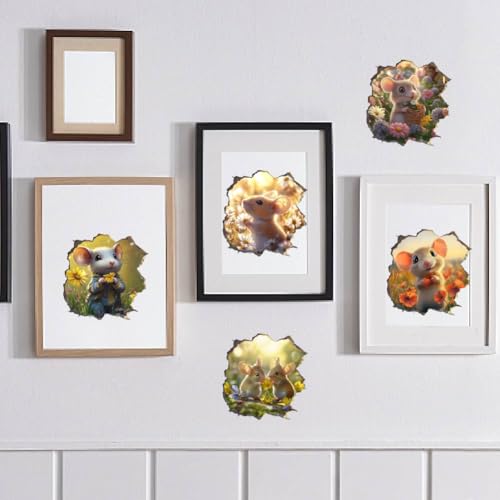 Vinilo Decorativo 3D Ratones y Flores 50x30 cm