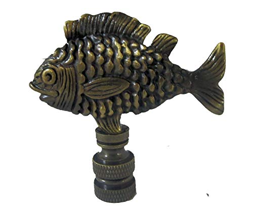 Image of FISH LAMP SHADE FINIAL ANTIQUE BRASS (FINIAL THREAD) #39
