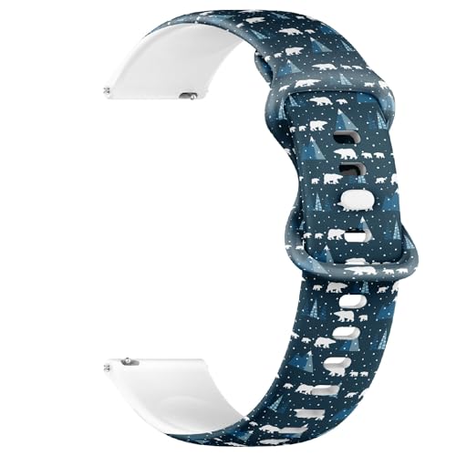Compatible with Garmin Forerunner 245/245 Music, Forerunner 645/645 Music, Forerunner 55, 20 mm Replacement Sport Watch Band (Polar Bear Children Winter Landscape) Silicone Soft Strap Bracelet