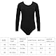 Vxcbad Gymnastikanzug Mädchen Turnanzug Mädchen Tanzbody Mädchen Balletttrikot Mädchen Ballett-Trikot für Kinder Langarm V-Ausschnitt Schwarz (Schwarz, 130(110-120cm))