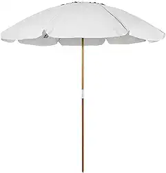 Bel - Guarda-Sol Caioba em Bagum e Haste de Madeira 2,40m Branco