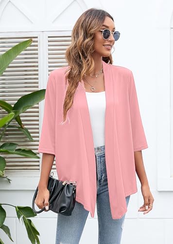 Image of Heymoments Women's Lightweight Open Front Cardigans 3 /4 Sleeve Casual Soft Drape Fall Cardigan S-2XL