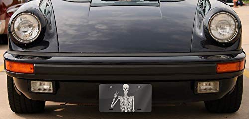 Ohds Front License Plate, Skull License Plate For Front Of Car, Funny Skeleton Car Accessories Decorative, Aluminum Novelty Vehicle Tag Sign For Women Men, 6 X 12 Inch #TOP5