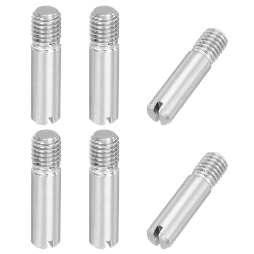 PATIKIL M10 x 40mm Slotted Cylindrical Pin, 6 Pcs 304 Stainless Steel Dowel External Thread Slotted Pin Screw for Home Furniture Cabinet Improvement, Silver Tone