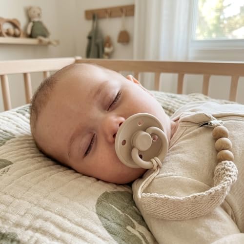 Image of Lee Lee and Me Newborn Pacifier - Sand - 100% Medical Grade Silicone Paci - Breast-Like Nipple for Natural Latch - BPA-Free - Size 0-18 Months