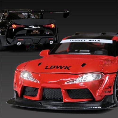 Image of 1:24 for Toyota Supra Lbwk Racing Car Toy Alloy Car Diecasts & Toy Vehicles Car Model Sound and Light Model Toys for Children (1:24 Supra Lbwk-Red)