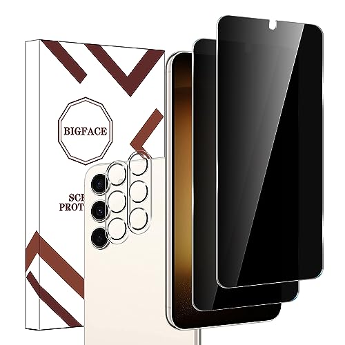 BIGFACE Protection d'écran en verre trempé pour Galaxy S23 + protection d'objectif d'appareil photo [lot de 2 + 2] [anti-rayures] [déverrouillage d'empreintes...