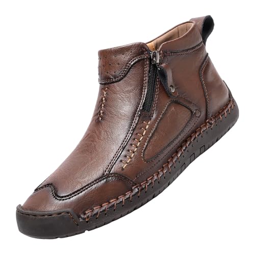 Bottines homme simili cuir décontractées zippées rouge