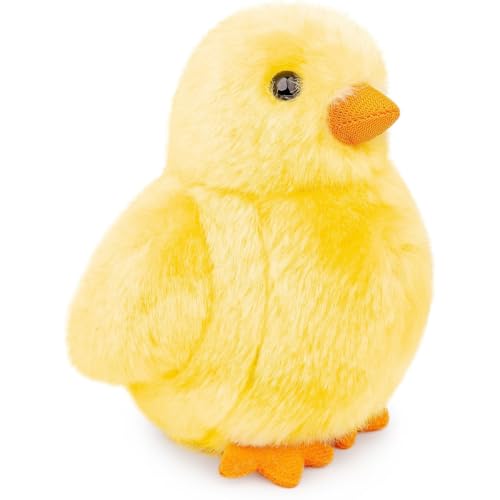 Hoite Pollito amarillo de peluche de 12 cm, pequeño y adorable juguete de granja, animal de peluche realista, simulación salvaje, súper suave, decoración del hogar, regalo de cumpleaños