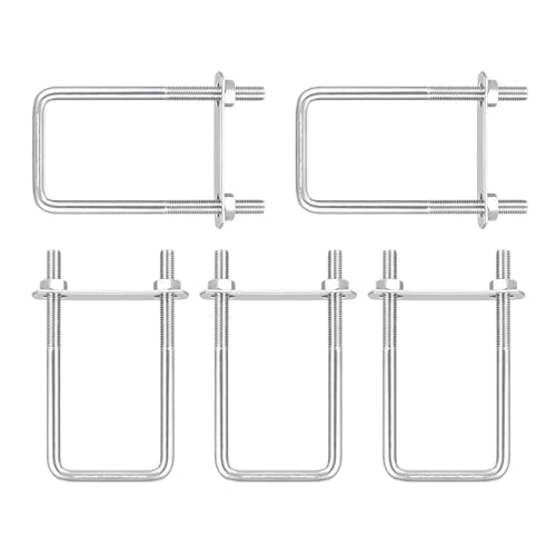 Image of DTGN M8x50x120mm(ThreadxWxL) Square U Bolt - 5Pack - Good for Trailer Pipe Replacement Parts - 304 Stainless Steel U Shape Bolts