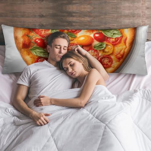 Taie d'oreiller pizza cœur 50x137 cm : housse de coussin douce, lavable et respirante