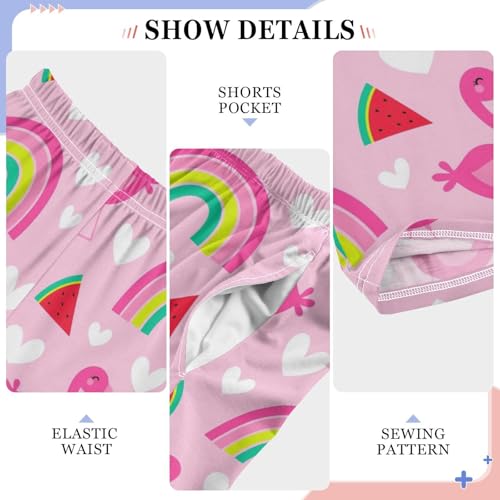 Flamingo Rainbow Watermelon Boys Long Pants Soft Trousers Elastic Waist Kids Lounge Bottoms with Pockets S-XL4