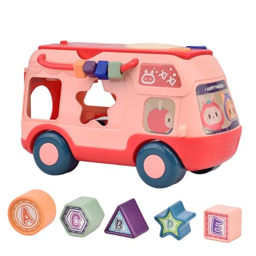 Juguete de percusión para bebés, juguete de autobús de música | Juguete de piano interactivo con música/luz - Máquina de cuentos de rompecabezas de educación temprana para 1-3 edad preescolar que cont