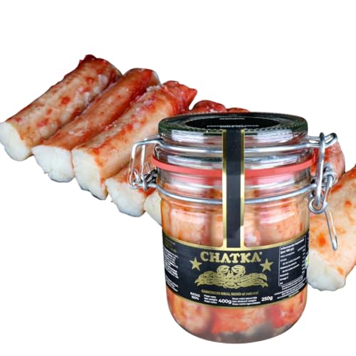 Chatka Patas de Cangrejo Real Rojo, Conserva en Bote de Cristal,1 Unidad (250 g (Paquete de 1))