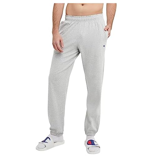Champion Men's Everyday Fitted Ankle Cotton Pants, 31.5" Inseam, Cotton Knit Pants Left Hip "C" Logo, Cotton Warm-Up Pants