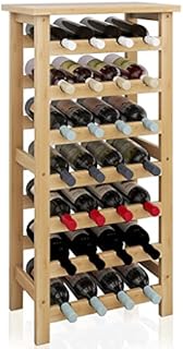 SMIBUY Bamboo Wine Rack, 28 Bottles Display Holder with Table Top, 7-Tier Free Standing Storage Shelves for Kitchen, Pantry, Cellar, Bar (Natural )