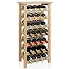 SMIBUY Étagère à vin en Bambou, Support d’affichage de 28 Bouteilles avec Plateau de Table, étagères de Rangement sur Pied à 7 Niveaux pour Cuisine, Garde-Manger, Cave, Bar (Naturel)