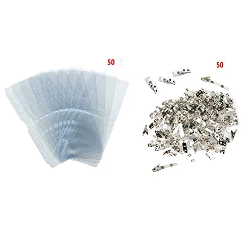 Loopunk ID Badge Holders, 50 Sets Clear Plastic Horizontal Name Badge Holder with Metal Clip for ID Labels Name Tag - Image 4