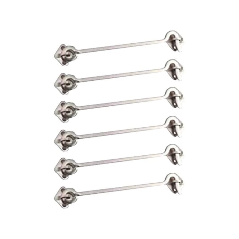 DOORTAIN Stainless Steel Gate Hook for Secure Outdoor Latching and Locking |Window Hook for Double Doors Gates Pack of 6 (6 inch, Silver)-picture-22