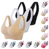 Soutien Gorge avec Dentelle Push Up Invisible Bretelle Amovible Minimisant Dos Nu Classique Confortable sans Armature Maintien Rembourré 3 pièces