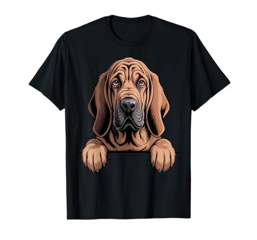 Bloodhound Funny Peeking Pocket Puppy Dog Lover T-Shirt