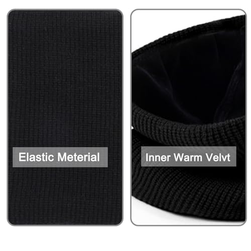 Baynetin 3-in-1 Winter-Set Beanie Hut Schal Handschuhe| Thermostrickmütze mit Umschlagkante + Fleece-Schal & Touchscreen-Handschuhe | Dehnbares Winddichtes Set für Kälte (Schwarz)