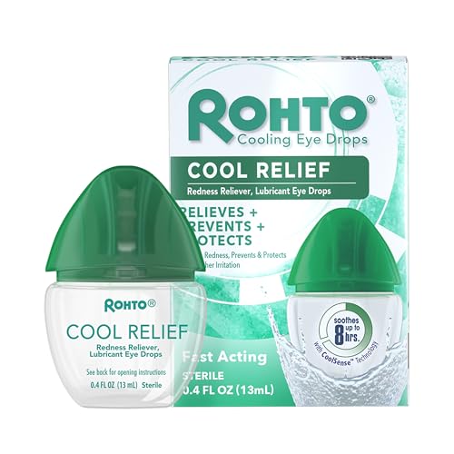 Rohto Cool Relief, Redness Reliever Lubricant Eye Drops, Relieves Redness, Prevents and Protects Further Irritation, Cools and Soothes Red, Dry, Itchy Eyes, Fast-Acting Formula, 0.4 fl oz (Pack of 3)