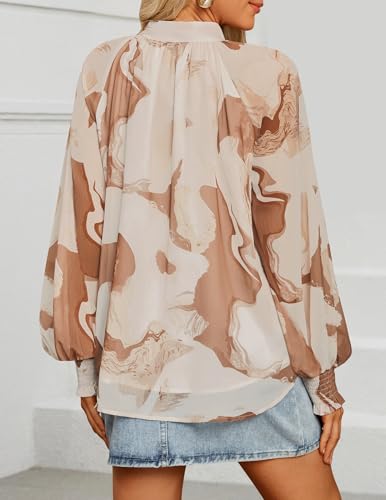 ZESICA Women's Floral Print Blouse 2025 Long Sleeve Button Down Casual Fall Boho Oversized Tops Shirts3