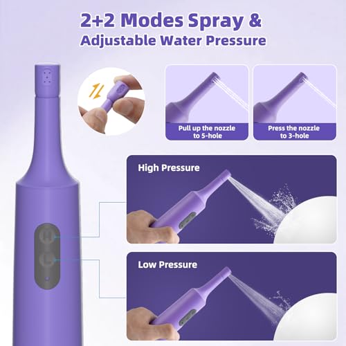 Image of Hibbent Portable Bidet for Travel, High Pressure Electric Handheld Bidet Sprayer, 350-550ML Expandable Bottle for Personal Hygiene, USB-C Rechargeable Waterproof Sprayer for Women & Men, Purple