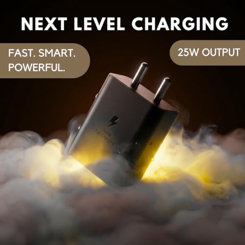 Image of 25w Adapter with C to C Cable PD3.0 Compatible for Samsung Galaxy A15 /M35 /A35 /A55 /M05 /M15 /F15 /M55| M34 /M14 /F34 /F14 /F54 /A14 /S24 /S23 /S21 Fe /S23 / Fold /Flip /6 /5 /4 /3 /Tab (Black)