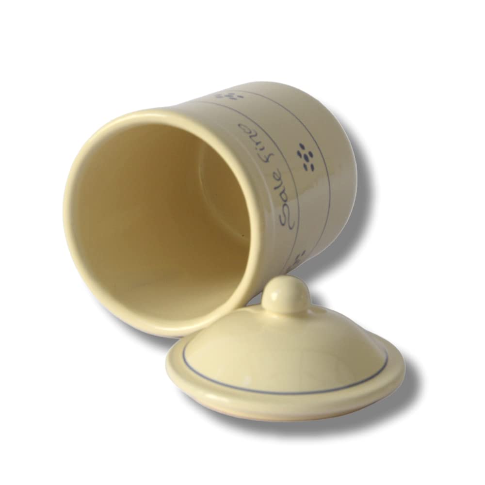 Colì Set Barattoli Sale Fino e Grosso in Terracotta Decorata, Barattolo Sale con Coperchio, Porta Sale, Barattolo Da Cucina Stelle