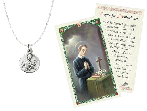 Trendzeen St Gerard Medal - with St Gerard Prayer Card | Saint Gerard Necklace Jewelry | Patron Saint Of Fertility, Pregnant Women, Mothers | Set of 2 Items