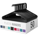 Plastic Hangers 50 Pack Black - Clothes Hangers - Makes The Perfect Coat Hanger and General Space Saving Clothes Hangers for Closet - Percheros Ganchos para Colgar Ropa Hangars
