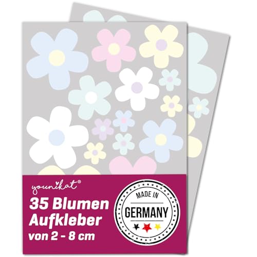Blumen-Aufkleber-Set Blümchen Pastell-Töne I Flower-Power Sticker für...