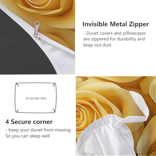 Housse de couette 140x200cm fleur parure de lit microfibre avec taie d'oreiller