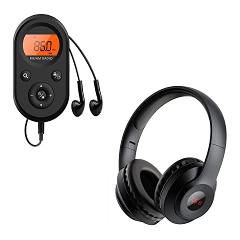 X5 FM Radio headphones + MI01 Portable Pocket Radio AM FM Cover