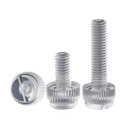 Cilky Vis à métal Lot de 10 à 50 vis moletées à tête Fendue en Plastique Blanc et Noir, M3-M8, en Acrylique Transparent, Nylon PA66, sans Outil(Transparent,M8x16(10pcs))
